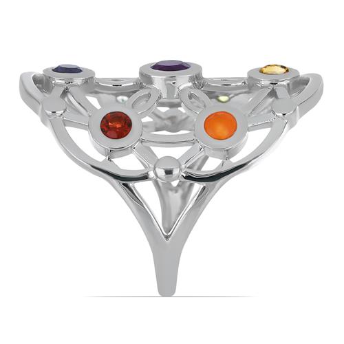 BUY NATURAL CHAKRA STONES RING IN STERLING SILVER 